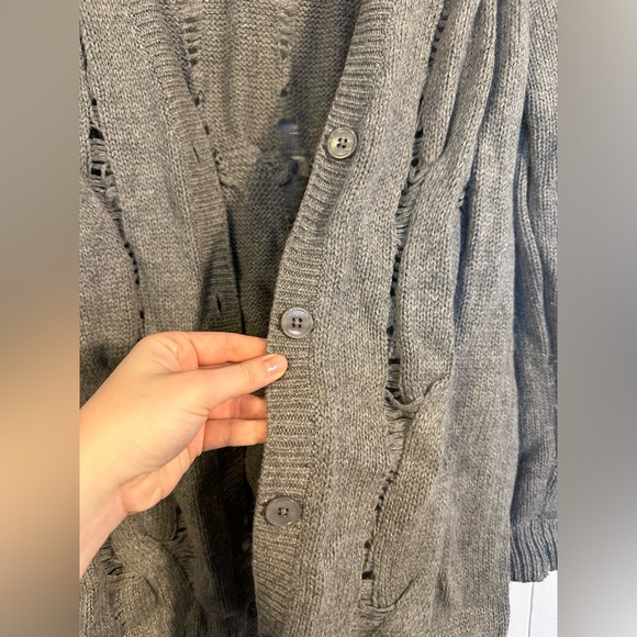 AG Sandrine Button-Front Oversized Wool-Blend Cardigan - Picture 3 of 4